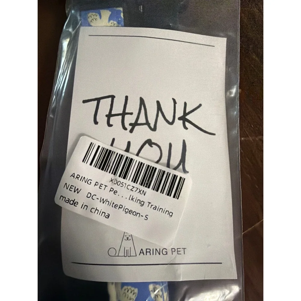 Aring Pet White Pigeon Bird Print Blue Dog Collar Small Gold Bird Charm NEW